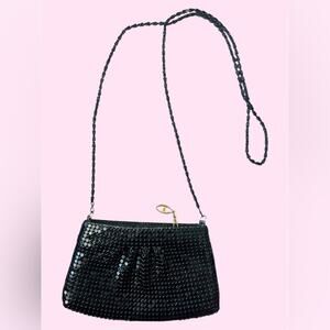 Vintage black chain mail evening bag sparkly evening cocktail purse